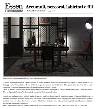 editorial,

NONOSTANTEMARRAS, 

Milan, Italy,

for Essen a taste mag